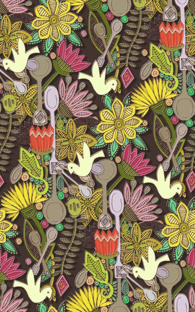 Dove Spoon Garden Poster Print by Sharon Turner showcasing serene garden with doves.