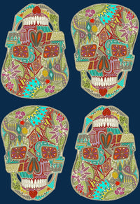 Flower Skulls Blue Poster Print by Sharon Turner featuring vibrant colors