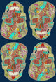 Flower Skulls Blue Poster Print by Sharon Turner featuring vibrant colors
