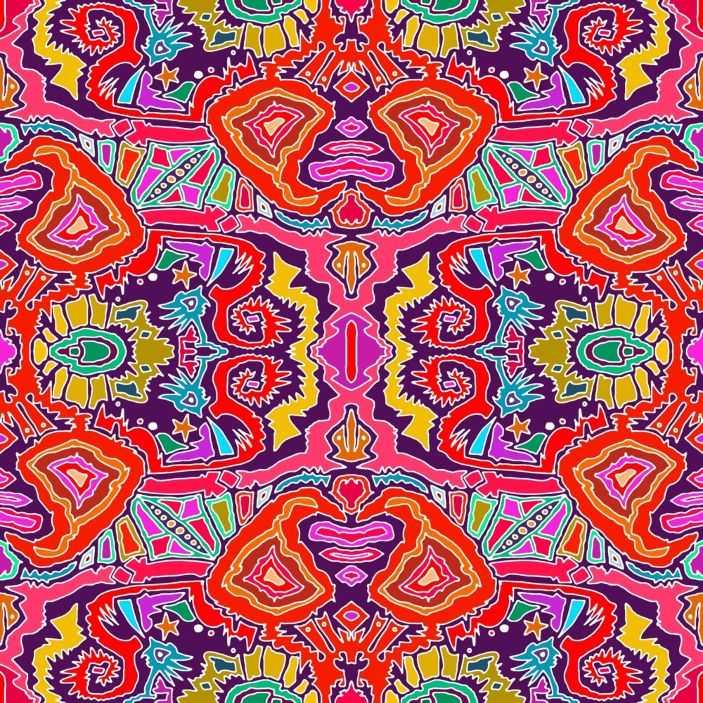 Ikat Doodle Red Poster Print by Sharon Turner featuring vibrant red patterns.