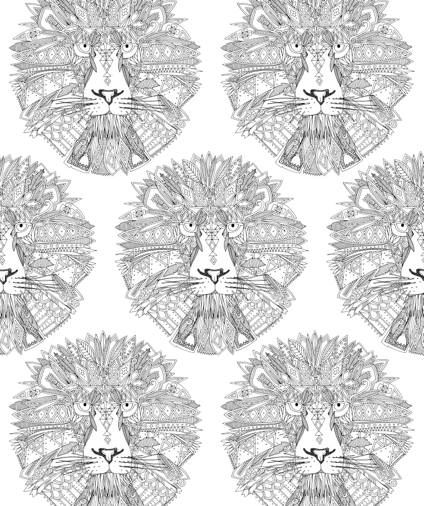 Lion Heads Poster Print by Sharon Turner showcasing majestic lions.