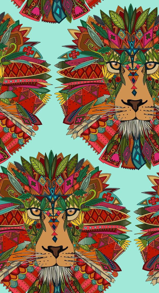 Lion Head Poster Print by Sharon Turner showcasing vibrant colors and intricate details.