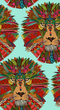 Lion Head Poster Print by Sharon Turner showcasing vibrant colors and intricate details.