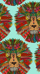 Lion Head Poster Print by Sharon Turner showcasing vibrant colors and intricate details.