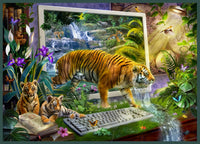 Tiger Coming to Life Poster Print by Jan Patrick in vibrant colors.