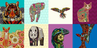 Animals Panel Poster Print by Sharon Turner featuring vibrant wildlife art.