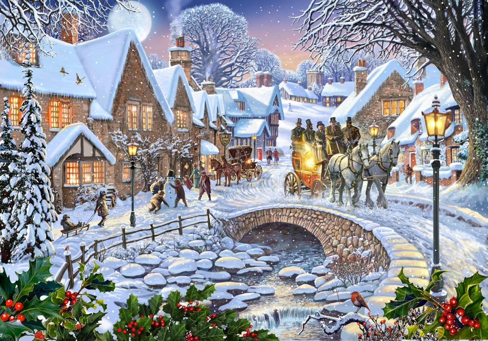 Winter Village Stream Fine Art Print by Steve Crisp