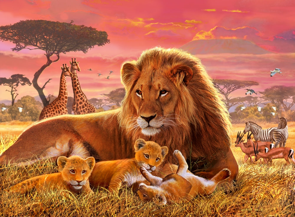 Kilimanjaro Lion and Cubs Poster Print by Steve Crisp