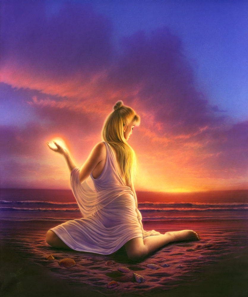 On the Beach Poster Print by Andrew Farley, serene ocean scene
