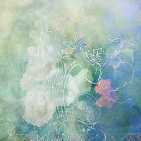 Hollyhock Floral Poster Print by Aimee Stewart, showcasing vibrant flowers.