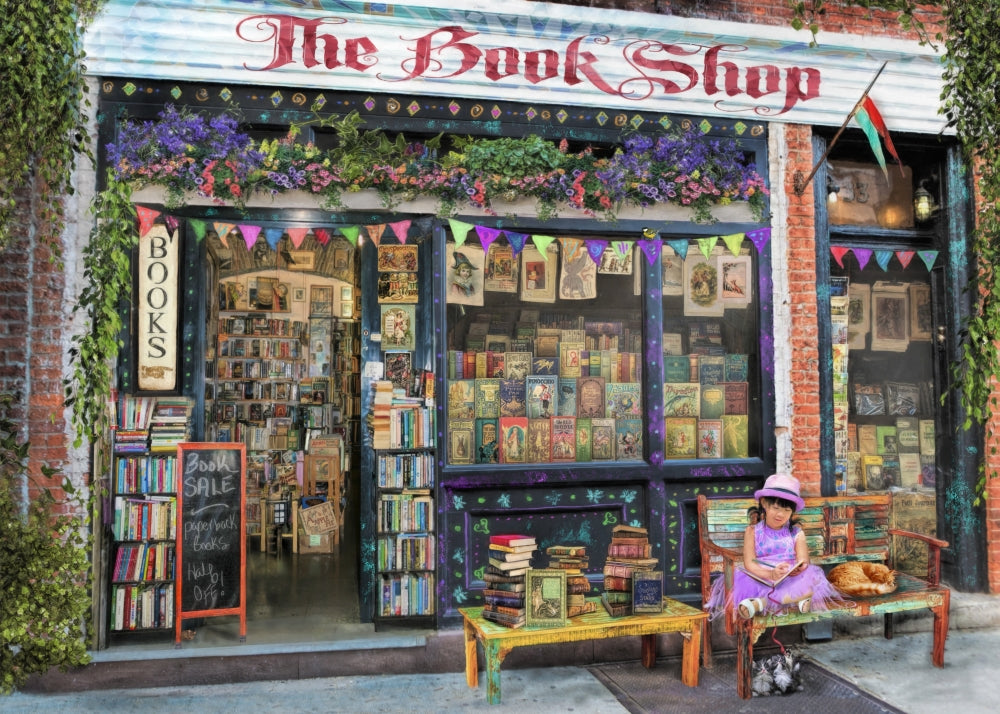 The Bookshop Kids Poster Print by Aimee Stewart featuring a whimsical reading scene.