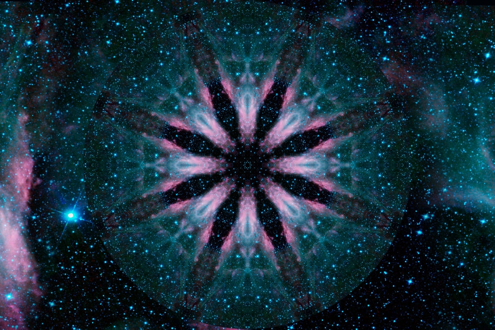 Galactic Mandala Poster Print by Aimee Stewart, featuring cosmic elements and intricate mandala design.