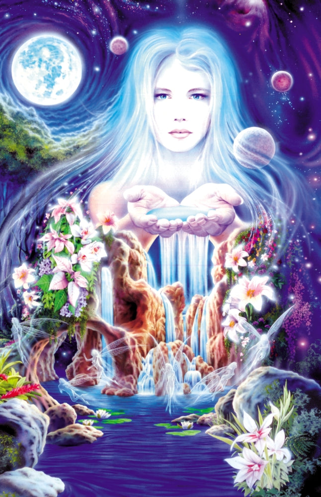 Enchanted Pool Poster Print by Robin Koni showcasing a serene pool surrounded by lush greenery.