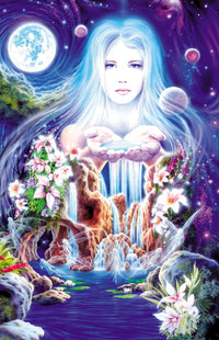 Enchanted Pool Poster Print by Robin Koni showcasing a serene pool surrounded by lush greenery.