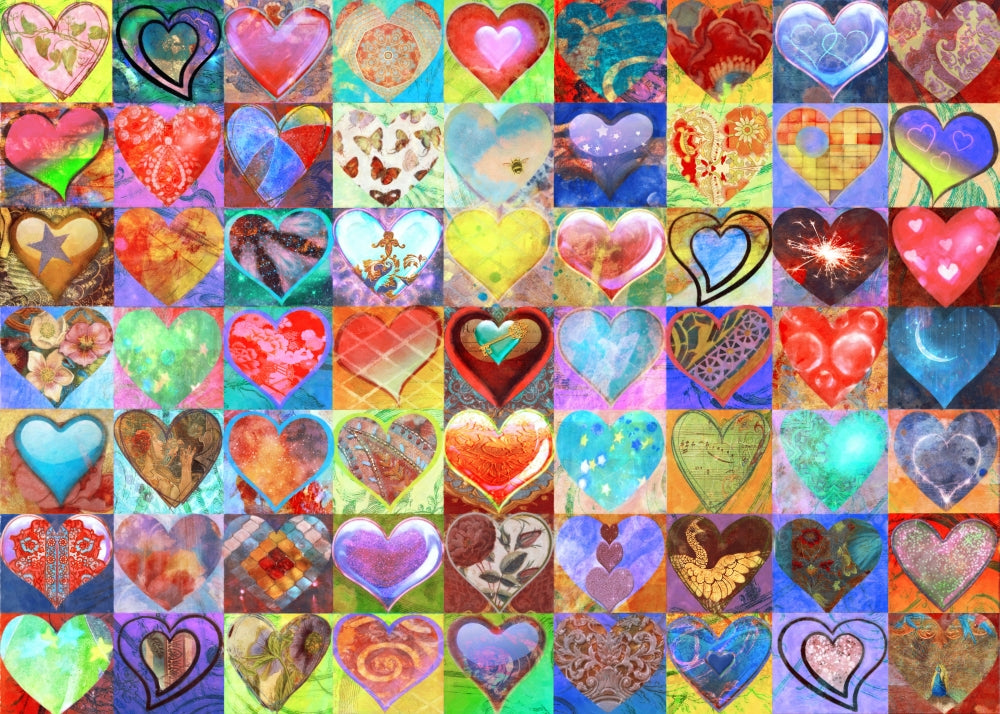 Hearts Grid Poster Print by Aimee Stewart featuring colorful heart designs