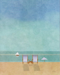 Bathers and Coast 04 Poster Print by Joost Hogervorst featuring a serene coastal scene.