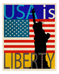 USA IS Liberty Statue Poster Print by Joost Hogervorst featuring the iconic Statue of Liberty.