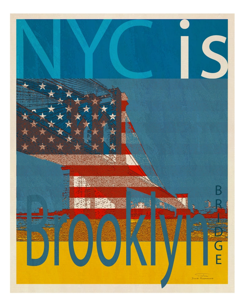 Brooklyn Bridge NYC Art Poster Print by Joost Hogervorst