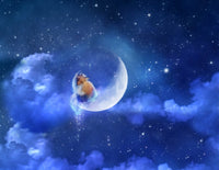 Moonfox Poster Print featuring a mystical fox under a glowing moon by Aimee Stewart.