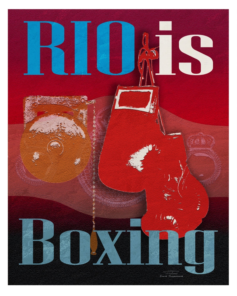 RIO Boxing Poster Print by Joost Hogervorst showcasing dynamic boxing imagery.
