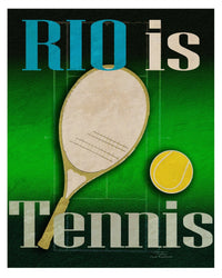 RIO Is Tennis Poster Print by Joost Hogervorst showcasing dynamic tennis action.
