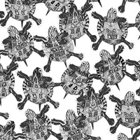 Turtle Party black and white poster print by Sharon Turner, showcasing a whimsical gathering of turtles.