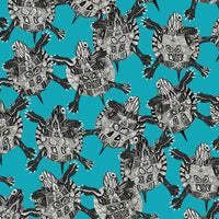 Turtle Party Surf Blue Poster Print by Sharon Turner, vibrant beach-themed artwork.