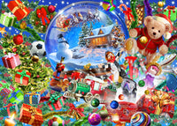 Christmas Globe Poster Print by Adrian Chesterman featuring vibrant colors and festive imagery.