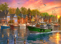 Sunset Harbour Poster Print by Dominic Davidson, vibrant sunset colors.