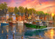Sunset Harbour Poster Print by Dominic Davidson, vibrant sunset colors.