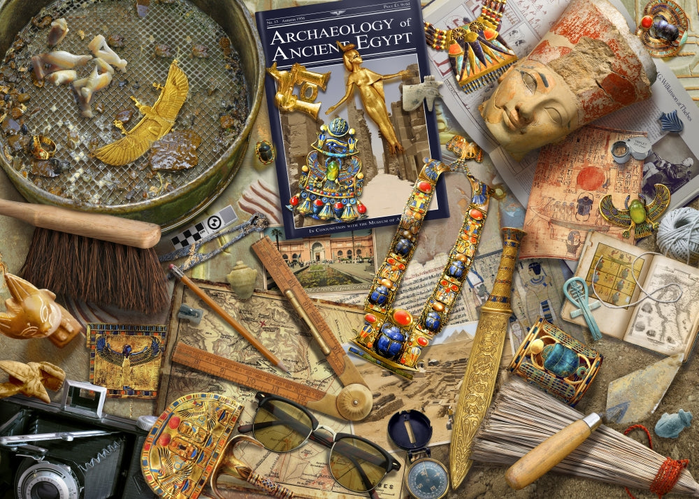 Vintage Egyptian Dig Poster Print by Andrew Farley showcasing archaeological exploration.