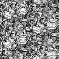 BITE ME Roses and Orchids black and white pattern poster print by Sharon Turner