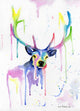 Stag Multicolour Art Print by Sarah Stribbling featuring vibrant colors and wildlife design.