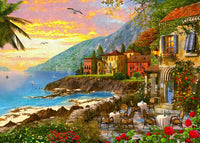 Island Sunset Poster Print by Dominic Davidson depicting a serene sunset over water.