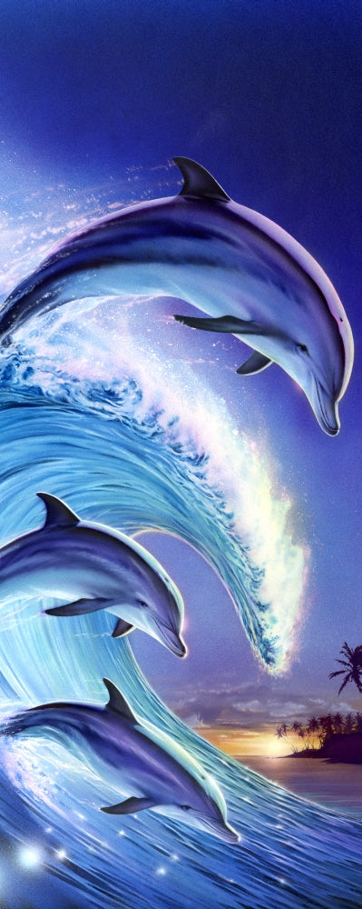 Riding The Wave Poster Print by Robin Koni, featuring a surfer riding a wave.