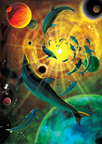 Astral Dolphin 7 Poster Print by Robin Koni featuring a cosmic dolphin design.