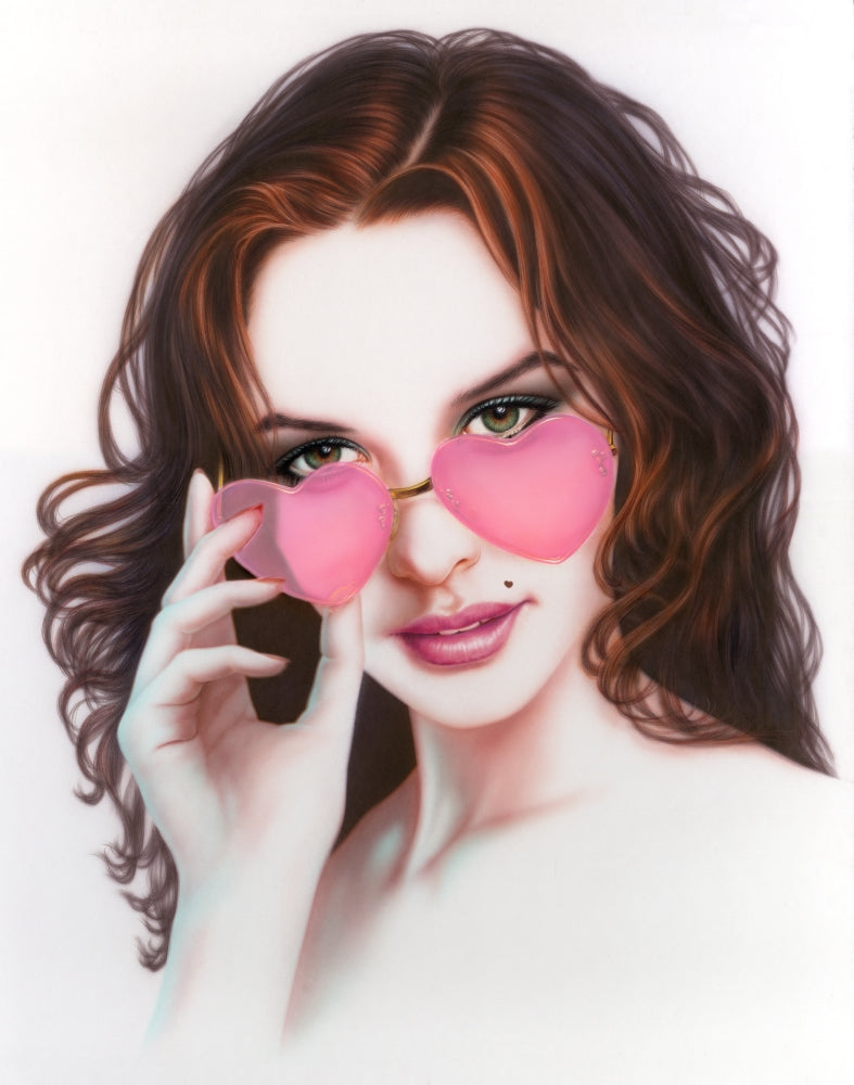 Rose Tinted Love poster print by Andrew Farley, featuring romantic and colorful artwork.