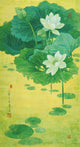 Spring Lotus Poster Print by Ailian Price showcasing vibrant lotus flowers.