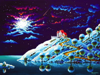 Silent Night poster print by Andy Russell featuring serene night scene.
