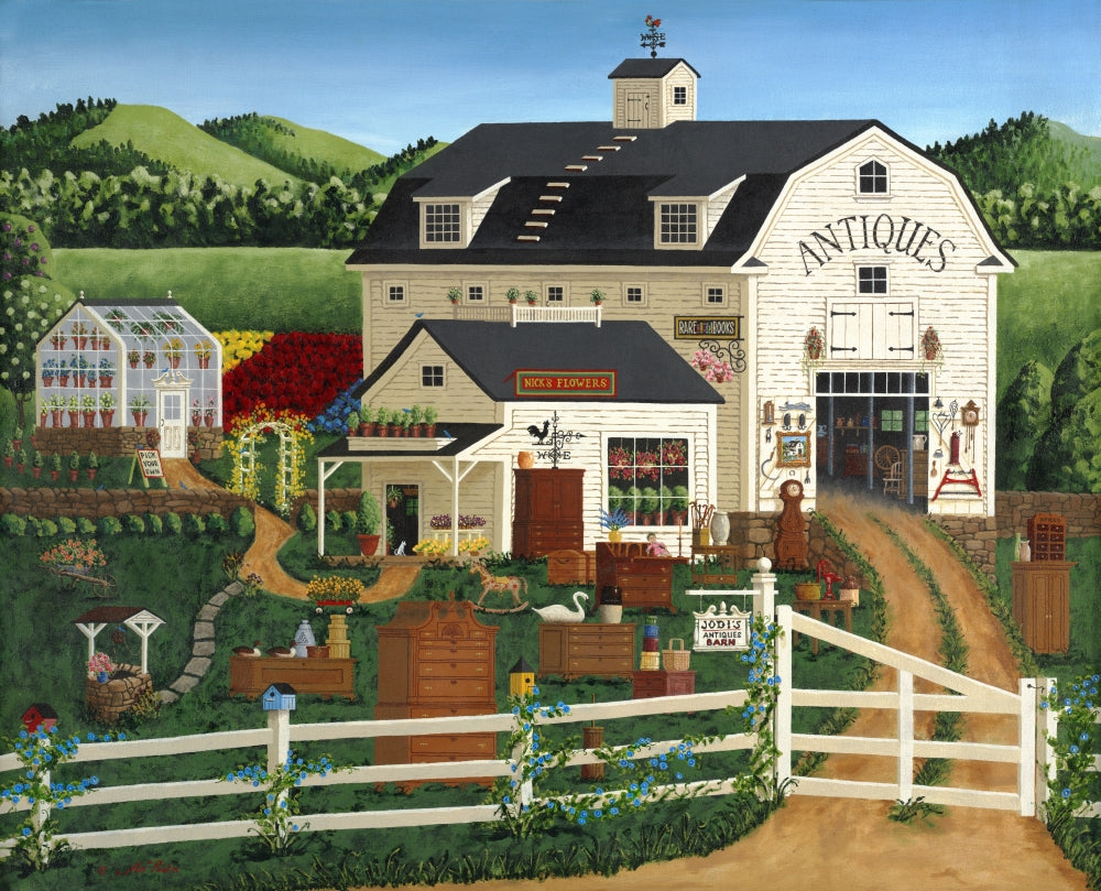 Jodi's Antique Barn Poster Print by Art Poulin showcasing rustic charm.