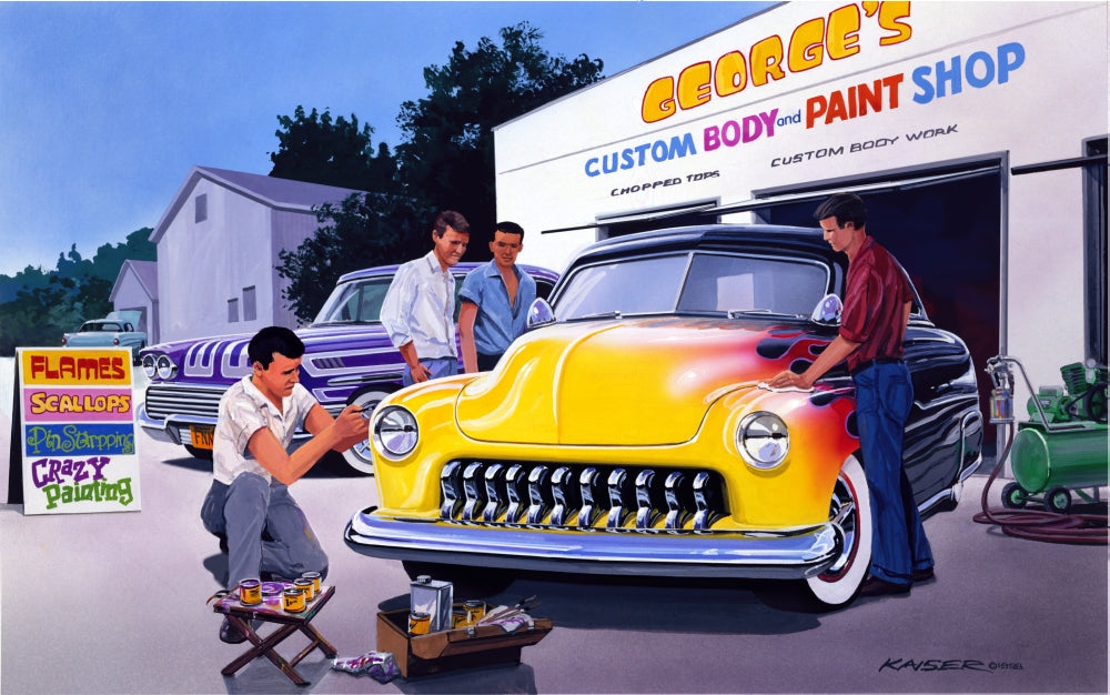 Paint Shop Poster Print by Bruce Kaiser showcasing vibrant colors and artistic design.
