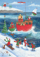 Coastal Christmas Poster Print by Peter Adderley showcasing a festive beach scene.