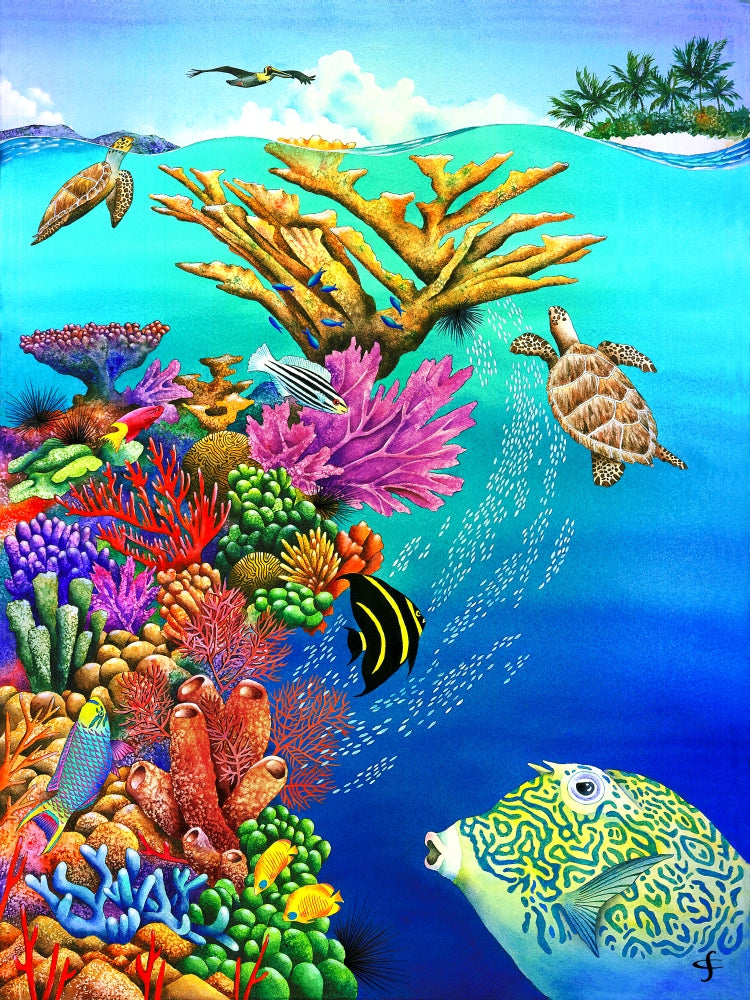 Go With The Flow Poster Print by Carolyn Steele, vibrant and serene artwork.