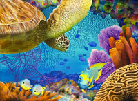 Reef Rendezvous Poster Print featuring vibrant marine life by Carolyn Steele.