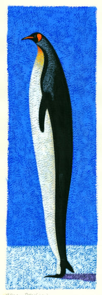 Tall Penguin Poster Print by Brian James showcasing a whimsical penguin design.