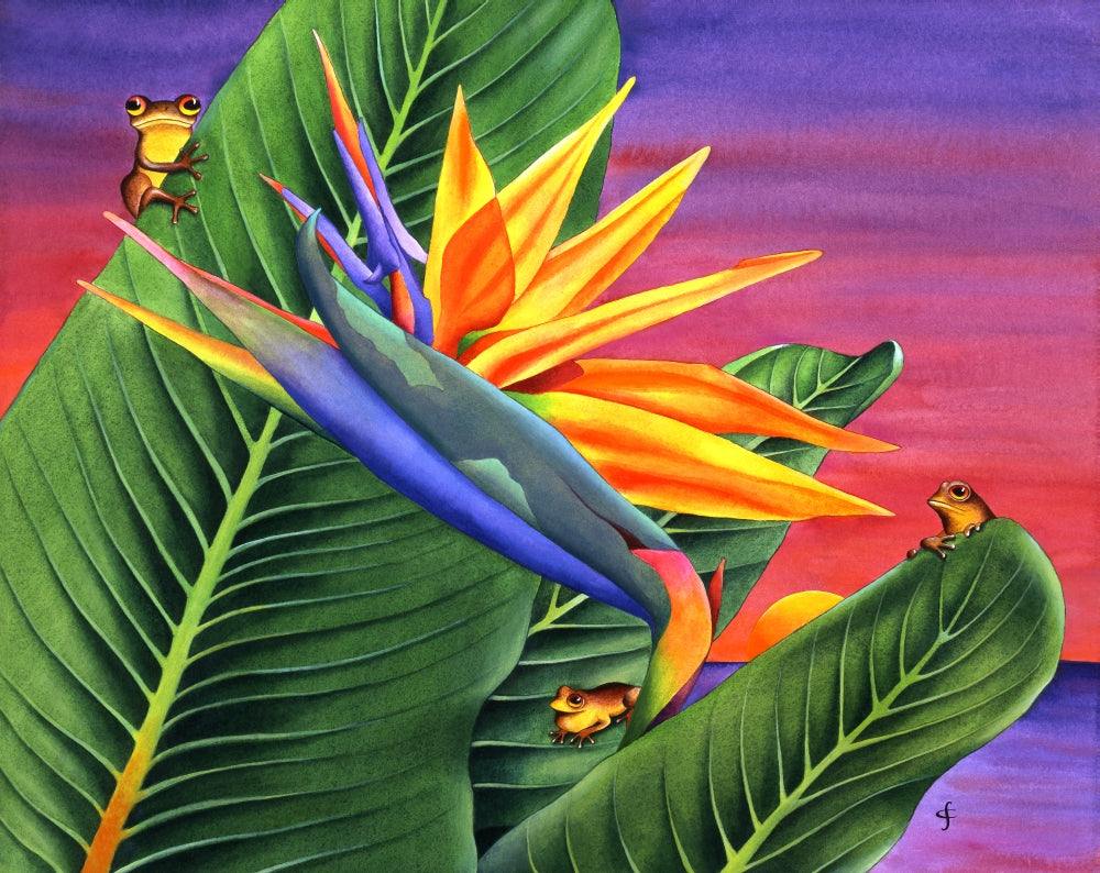 Sunset Serenades Poster Print by Carolyn Steele showcasing serene sunset hues.
