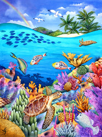 Under The Rainbow Poster Print by Carolyn Steele showcasing vibrant colors and uplifting imagery.