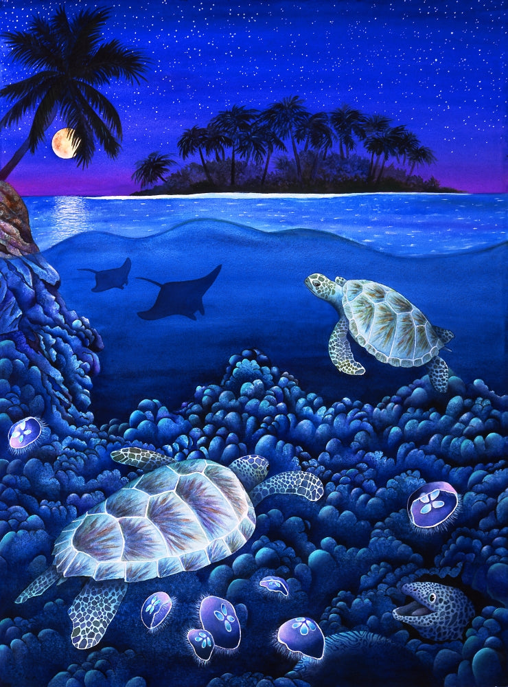Moon Glow Poster Print by Carolyn Steele showcasing serene moonlight.