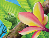 Peekaboo Lizard Poster Print by Carolyn Steele showcasing vibrant colors and whimsical design.