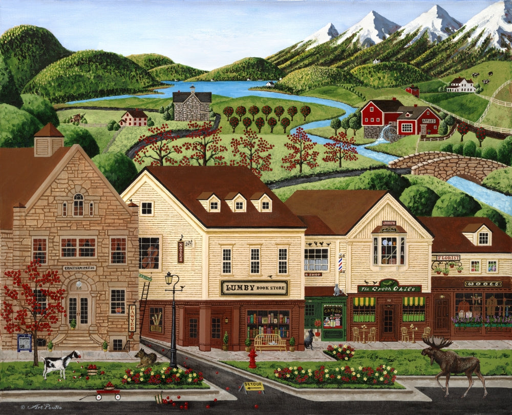 Moose Stroll Down Main Street Poster Print by Art Poulin